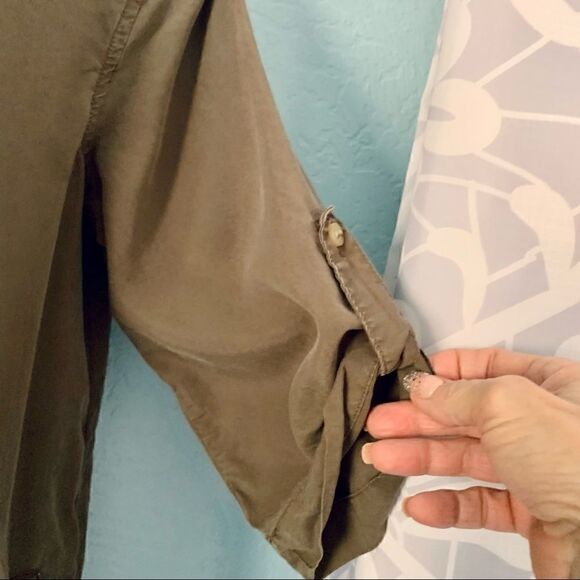 Thread & Supply Olive Green Shirt Dress Size Small - Picture 5 of 10